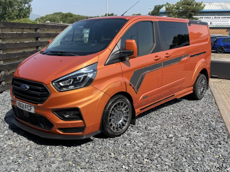 Orange Ford Transit Custom after a detail