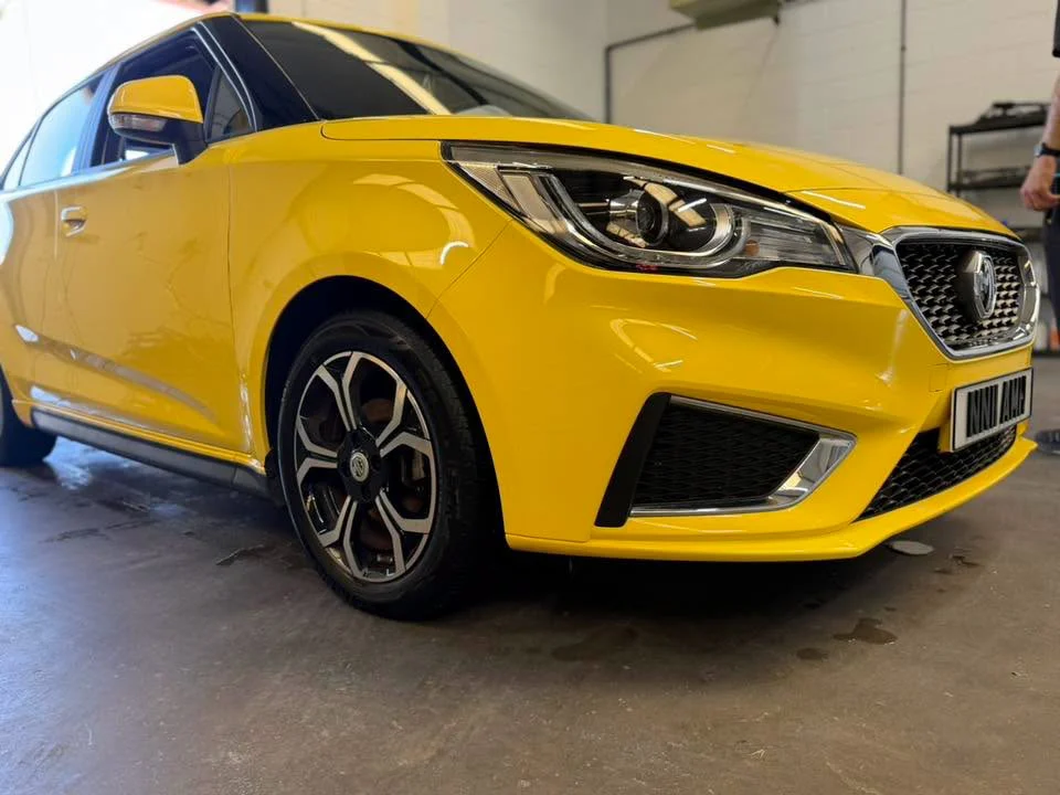 Yellow MG after a detail